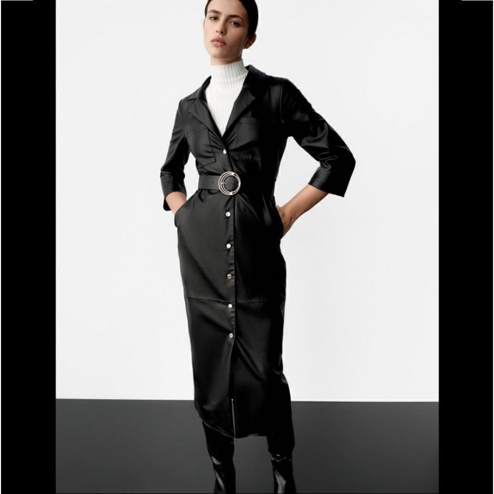 NWT Zara Faux leather shirt dress